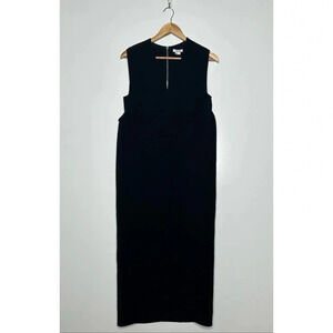 Helmut Lang Black V-Neck Sleeveless Front Slit Dress Size 4